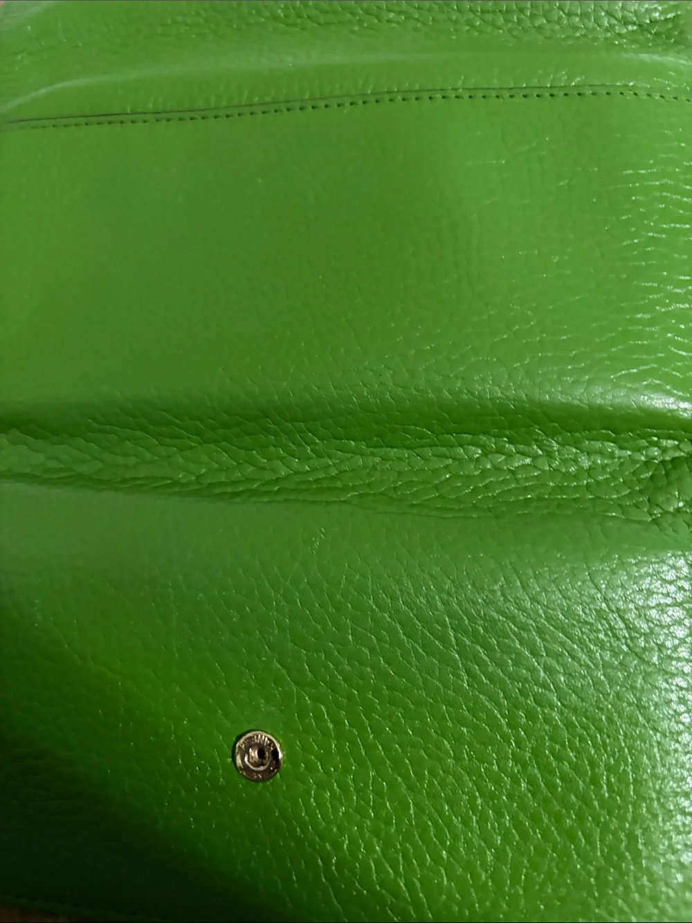 kate spade Bright Green Pebbled Leather Wallet with Gold Plaque